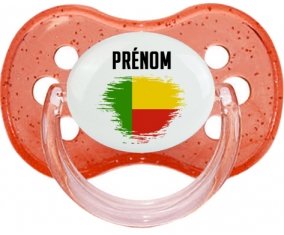 Drapeau effet pinceau Bénin avec prénom Sucette Cerise Rouge à paillette