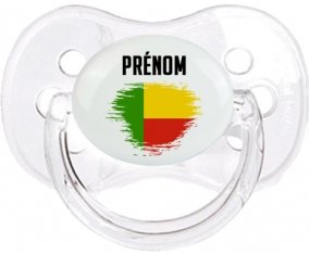 Drapeau effet pinceau Bénin avec prénom Sucette Cerise Transparent classique