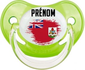 Drapeau effet pinceau Bermudes avec prénom Sucette Physiologique Vert classique