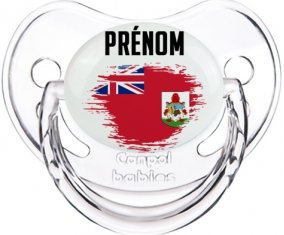 Drapeau effet pinceau Bermudes avec prénom Sucette Physiologique Transparent classique