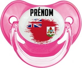 Drapeau effet pinceau Bermudes avec prénom Sucette Physiologique Rose classique