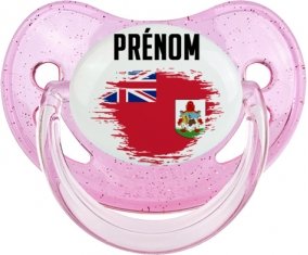 Drapeau effet pinceau Bermudes avec prénom Sucette Physiologique Rose à paillette