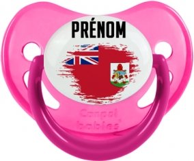 Drapeau effet pinceau Bermudes avec prénom Sucette Physiologique Rose phosphorescente