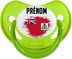 Drapeau effet pinceau Bermudes avec prénom Sucette Physiologique Vert phosphorescente