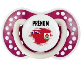 Drapeau effet pinceau Bermudes avec prénom Sucette LOVI Dynamic Fuchsia phosphorescente