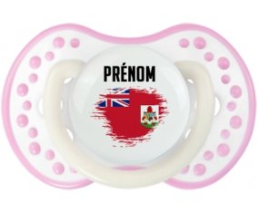 Drapeau effet pinceau Bermudes avec prénom Sucette LOVI Dynamic Blanc-rose phosphorescente