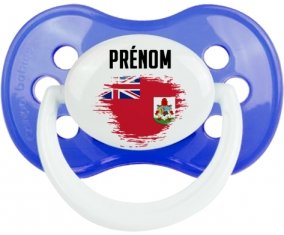 Drapeau effet pinceau Bermudes avec prénom Tétine Anatomique Bleu classique