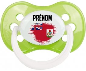 Drapeau effet pinceau Bermudes avec prénom Tétine Anatomique Vert classique