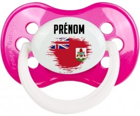 Drapeau effet pinceau Bermudes avec prénom Tétine Anatomique Rose foncé classique