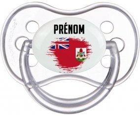 Drapeau effet pinceau Bermudes avec prénom Tétine Anatomique Transparente classique
