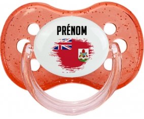 Drapeau effet pinceau Bermudes avec prénom Sucette Cerise Rouge à paillette