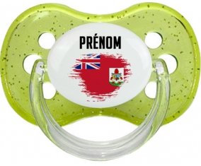Drapeau effet pinceau Bermudes avec prénom Sucette Cerise Vert à paillette
