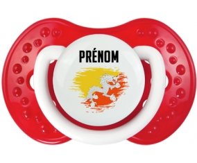 Drapeau effet pinceau Bhoutan avec prénom Sucette LOVI Dynamic Blanc-rouge classique