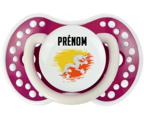 Drapeau effet pinceau Bhoutan avec prénom Sucette LOVI Dynamic Fuchsia phosphorescente