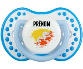 Drapeau effet pinceau Bhoutan avec prénom Sucette LOVI Dynamic Blanc-bleu phosphorescente