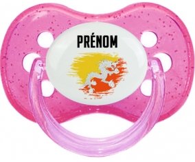 Drapeau effet pinceau Bhoutan avec prénom Tétine Cerise Rose à paillette