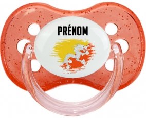 Drapeau effet pinceau Bhoutan avec prénom Tétine Cerise Rouge à paillette