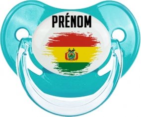 Drapeau effet pinceau Bolivie avec prénom Tétine Physiologique Bleue classique