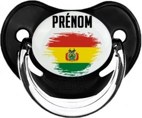 Drapeau effet pinceau Bolivie avec prénom Tétine Physiologique Noir classique