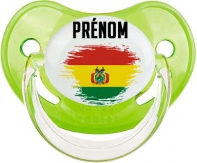 Drapeau effet pinceau Bolivie avec prénom Tétine Physiologique Vert classique