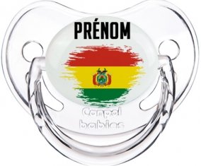 Drapeau effet pinceau Bolivie avec prénom Tétine Physiologique Transparent classique