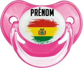 Drapeau effet pinceau Bolivie avec prénom Tétine Physiologique Rose classique