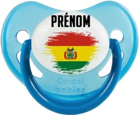 Drapeau effet pinceau Bolivie avec prénom Tétine Physiologique Bleue phosphorescente