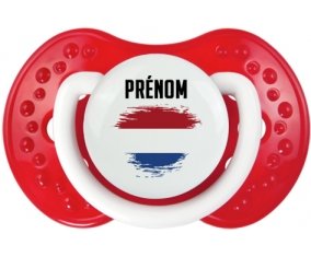 Drapeau effet pinceau Saint-Eustache avec prénom Tétine LOVI Dynamic Blanc-rouge classique