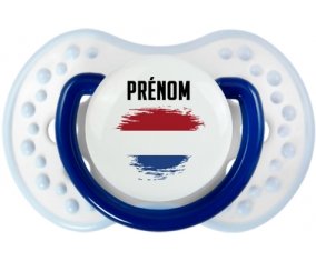 Drapeau effet pinceau Saint-Eustache avec prénom Tétine LOVI Dynamic Marine-blanc-bleu classique