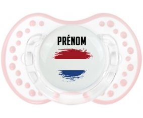 Drapeau effet pinceau Saint-Eustache avec prénom Tétine LOVI Dynamic Retro-blanc-rose-tendre classique