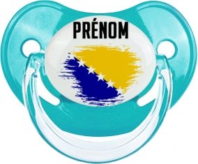 Drapeau effet pinceau Bosnie Herzégovine avec prénom : Sucette Physiologique personnalisée