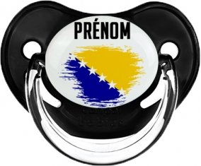 Drapeau effet pinceau Bosnie Herzégovine avec prénom Sucette Physiologique Noir classique