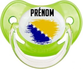 Drapeau effet pinceau Bosnie Herzégovine avec prénom Sucette Physiologique Vert classique