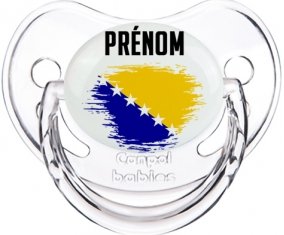 Drapeau effet pinceau Bosnie Herzégovine avec prénom Sucette Physiologique Transparent classique