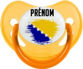 Drapeau effet pinceau Bosnie Herzégovine avec prénom Sucette Physiologique Jaune phosphorescente
