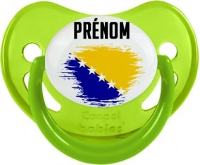 Drapeau effet pinceau Bosnie Herzégovine avec prénom Sucette Physiologique Vert phosphorescente
