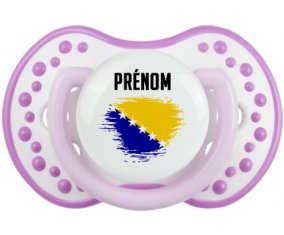 Drapeau effet pinceau Bosnie Herzégovine avec prénom Sucette LOVI Dynamic Blanc-mauve classique