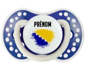 Drapeau effet pinceau Bosnie Herzégovine avec prénom Sucette LOVI Dynamic Bleu-marine phosphorescente