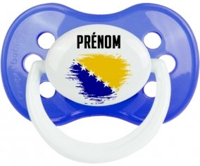 Drapeau effet pinceau Bosnie Herzégovine avec prénom Tétine Anatomique Bleu classique