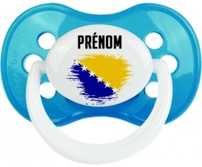 Drapeau effet pinceau Bosnie Herzégovine avec prénom Tétine Anatomique Cyan classique