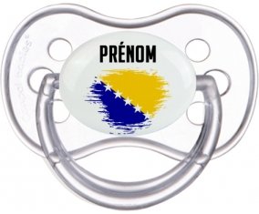 Drapeau effet pinceau Bosnie Herzégovine avec prénom Tétine Anatomique Transparente classique