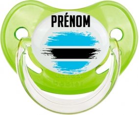 Drapeau effet pinceau Bostwana avec prénom Sucette Physiologique Vert classique