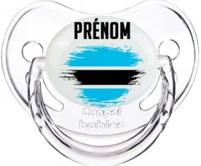 Drapeau effet pinceau Bostwana avec prénom Sucette Physiologique Transparent classique