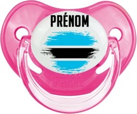 Drapeau effet pinceau Bostwana avec prénom Sucette Physiologique Rose classique