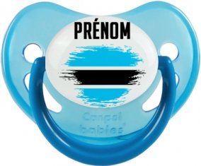 Drapeau effet pinceau Bostwana avec prénom Sucette Physiologique Bleue phosphorescente