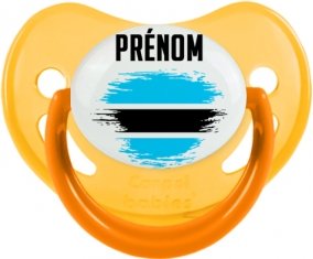 Drapeau effet pinceau Bostwana avec prénom Sucette Physiologique Jaune phosphorescente