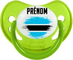 Drapeau effet pinceau Bostwana avec prénom Sucette Physiologique Vert phosphorescente