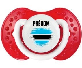 Drapeau effet pinceau Bostwana avec prénom Sucette LOVI Dynamic Blanc-rouge classique