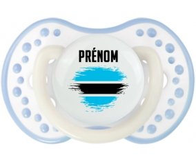 Drapeau effet pinceau Bostwana avec prénom Sucette LOVI Dynamic Blanc-cyan classique