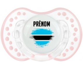 Drapeau effet pinceau Bostwana avec prénom Sucette LOVI Dynamic Retro-blanc-rose-tendre classique
